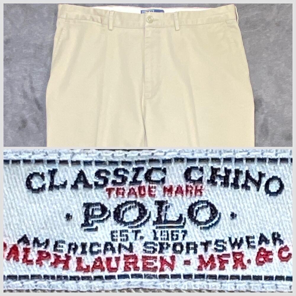 Polo Ralph Lauren The REAL Chino Pant Mens 38X31 Kahaki Classic Fit Cotton Twill